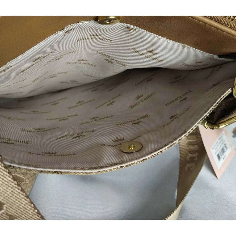 NWT Juicy Couture Yours Truly Tobacco Monogram Crossbody Bag Y2K Tan Gold Logo - Picture 11 of 11